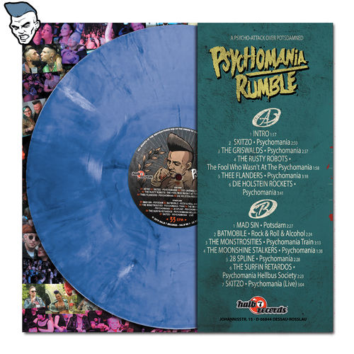 PSYCHOMANIA RUMBLE – "A Psycho-Attack Over Potsdamned" - blau-marmoriertes VINLY