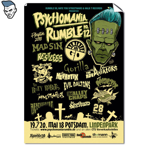 PSYCHOMANIA RUMBLE # 12 "Festival …19.-20.05.2018" POSTER A1