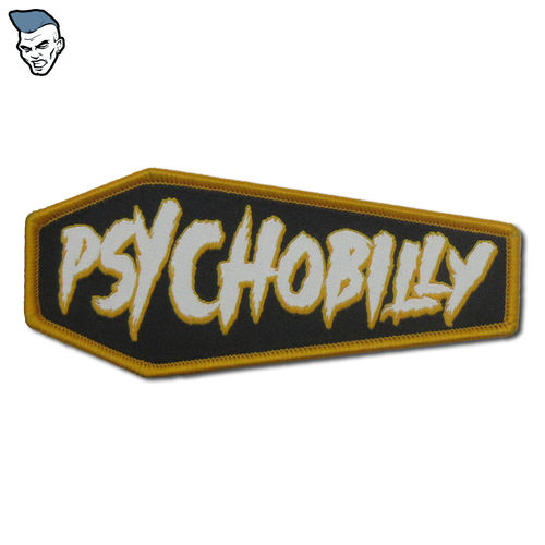 PATCH "PSYCHOBILLY - COFFIN" GOLD-YELLOW